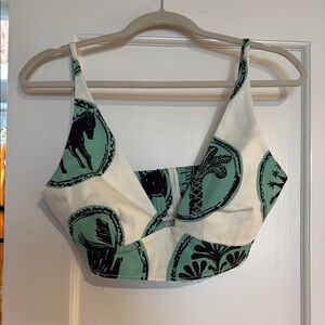ZARA Green and White crop top
